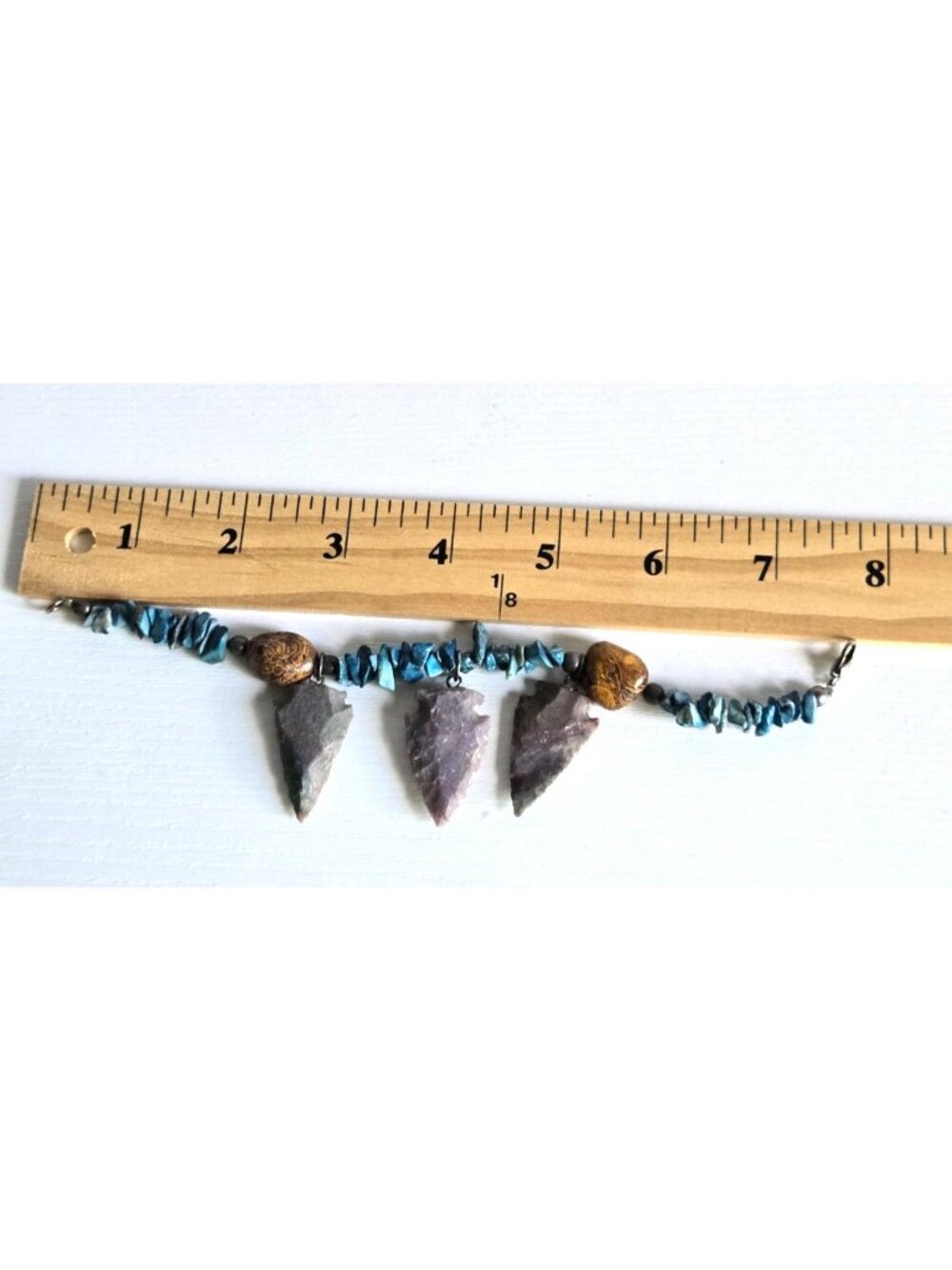 Mens Women Blue and Brown Stones 3 Arrowheads Bracelet Lobster Clasp 28 grams - Picture 7 of 9